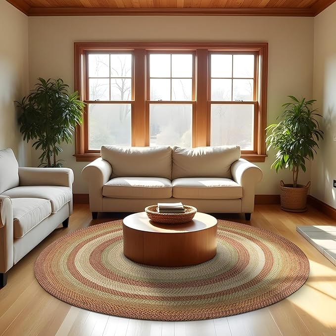 Harvest Multicolor Round Braided Rug, Jute, 6' - Perfect Country Decor for Living Room, Dining Room, Everywhere