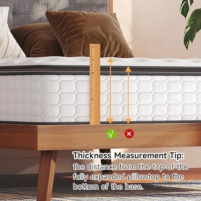 Vesgantti Full Size Mattress, 10 Inch Hybrid Full Mattress in a Box, Pillow Top Double Bed Mattresses, Foam and Pocket Coils Innerspring Mattresses, Pressure Relief, Medium Firm Plush Feel