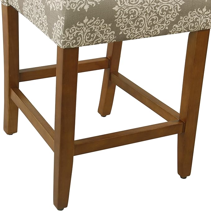 HomePop Upholstered Counter Height Barstool, 24-Inch, Taupe and Cream Medallion