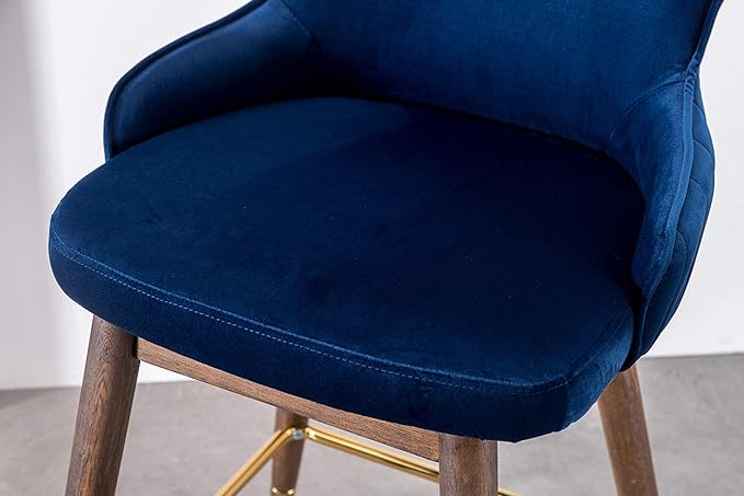 Roundhill Furniture Leland Fabric Upholstered Counter Height Wingback Stools, Set of 2, Blue