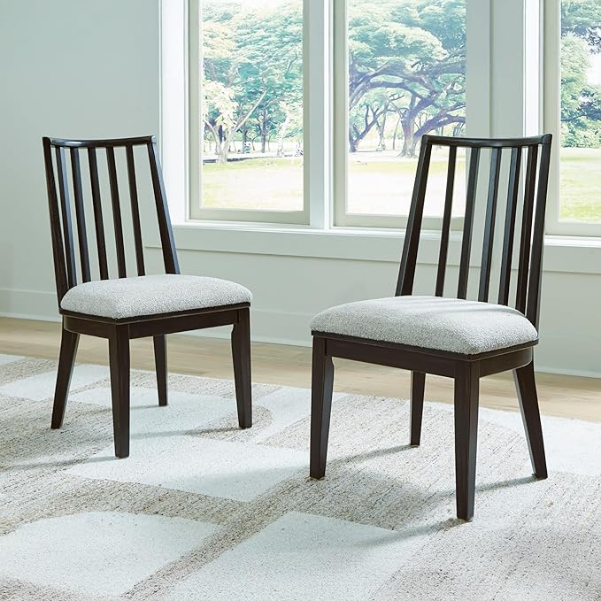 Signature Design by Ashley Galliden Urban Upholstered Armless Dining Chair, Set of 2, Black & Light Gray