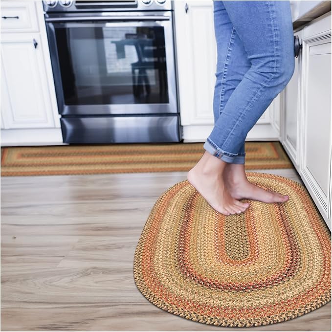 Kingston Oval Braided Rug 2x3' – A Multicolored Rug of Jute to Use in Kitchen, Entryway and Bathroom