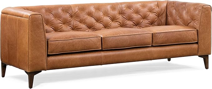 POLY & BARK Essex Sofa in Full-Grain Pure-Aniline Italian Tanned Leather in Cognac Tan