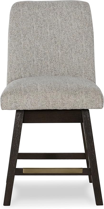 Signature Design by Ashley Burkhaus Urban Counter Height Upholstered Swivel Bar Stool with Footrest, Set of 2, Beige & Dark Brown
