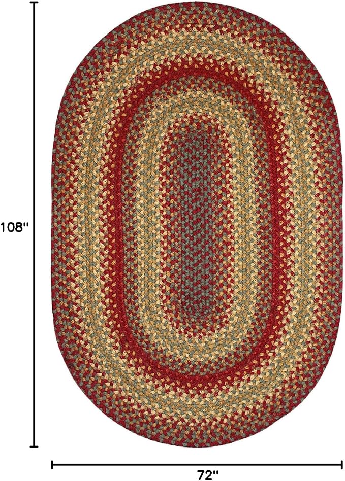 Homespice Cider Barn Cranberry Red Oval Braided Rug, Jute, 6x9' - Perfect Country Rustic Decor for Bedroom, Living Room, Everywhere