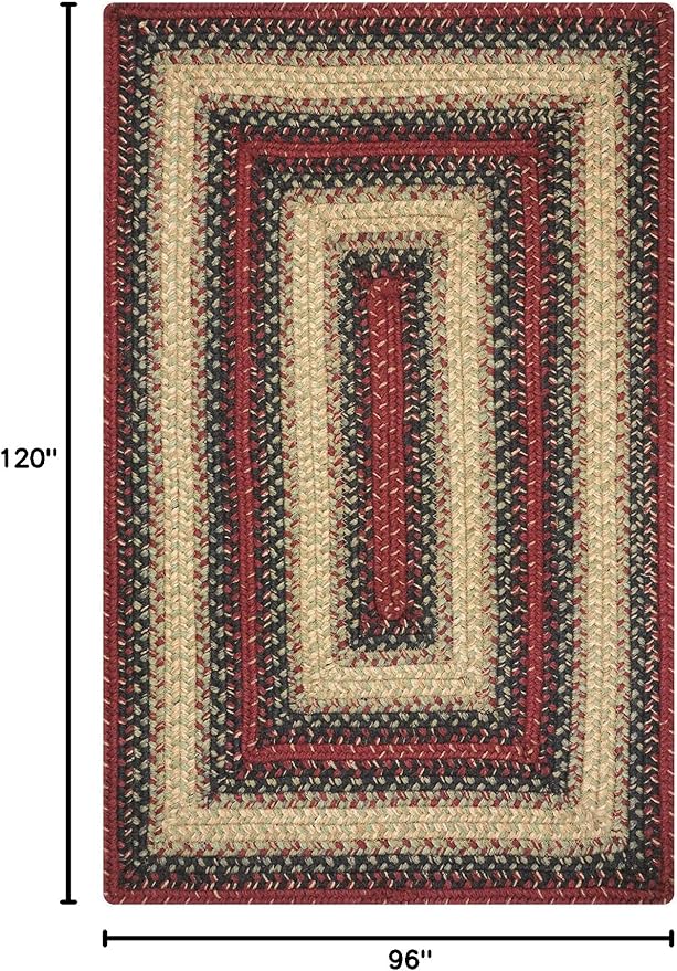 Homespice Highland Multi Color Jute Braided Area Rugs, 8x10' Rectangle - Warm Country and Cabin Decor, Perfect for Living Rooms and Bedrooms - Pet Friendly and Easy to Clean