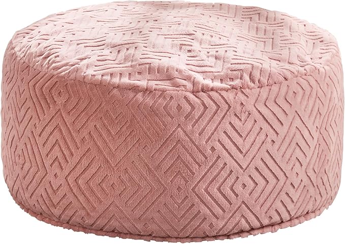 Hobestluk Bean Bag Chairs Adults Beanbag Chair with Filler Large Bean Bags with Fluffy Embossed Cover, Giant Bean Bag Chairs for Adults (Pink, 3FT - 36” x 36” x 22”)