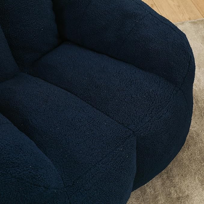 Furniliving Bean Bag Chair, Oversized Bean Bag Couch for Adults Comfy Bean Bag Sofa with Back Support, Large Bean Bag Chair Lazy Sofa for Living Room Bedroom, DarkBlue, Teddy