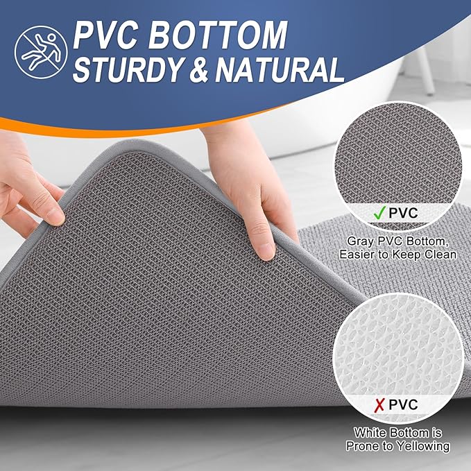 OLANLY Thick Memory Foam Bath Mat Rug 70x24, Extra Soft Absorbent Bathroom Rug, Quick Dry Bath Mats, Non-Slip, Machine Washable Carpet for Bathroom, Tub and Shower, Home Decor Accessories, Grey