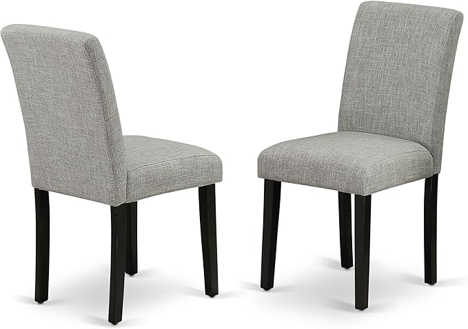 East West Furniture X696AB106-5 5 Piece Modern Dining Table Set Includes a Rectangle Wooden Table with X-Legs and 4 Shitake Linen Fabric Upholstered Parson Chairs, 36x60 Inch, Multi-Color