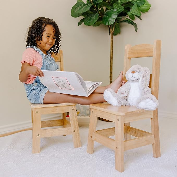 Melissa & Doug Wooden Chairs, Set of 2 - Blonde Furniture for Playroom