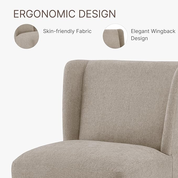 Dining Chairs with Casters Require Assembly Upholstered Wingback Single Sofa Armless Deskchair for Bedroom Waiting Room Kitchen Diningroom