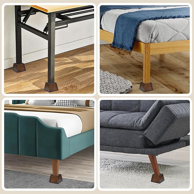Sopicoz Wooden Furniture Risers Tapered Bed Risers (Brown 4pcs, 2 inch Pyramid)