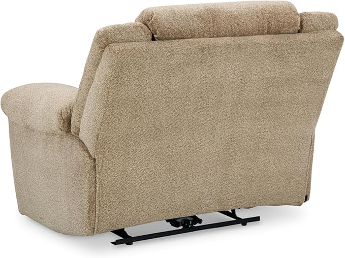 Signature Design by Ashley Tip-Off Classic Wall Hugger Power Recliner with Adjustable Headrest and USB Ports, Light Brown