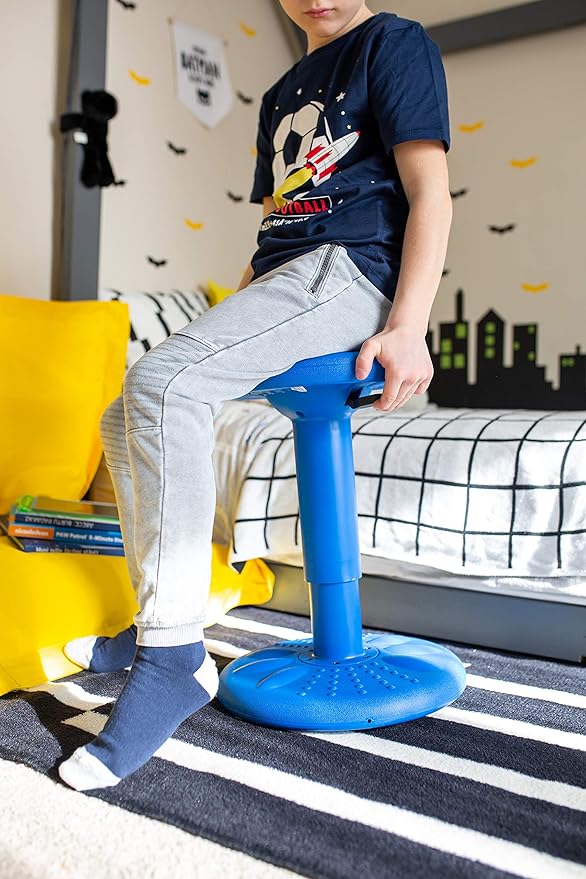ActiveChairs Adjustable Wobble Chair, Flexible Classroom Seating improves Focus, Posture & Helps ADHD/ADD. Classroom Stools, Active Wobble Chairs, Adjusts from 16.65" to 23.75" Ages 13-18 Blue