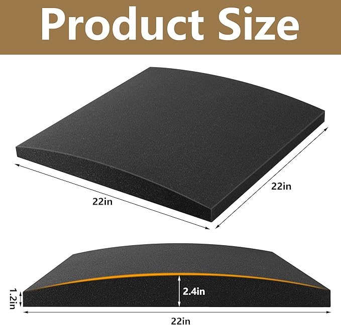 moonoom 22"x22" Couch Cushion Support, Black Sofa Cushion Sagging Repair, Curved High Density Foam Replacement for Furniture Sagging Seat Sectional Loveseat Chair (2 Pcs)