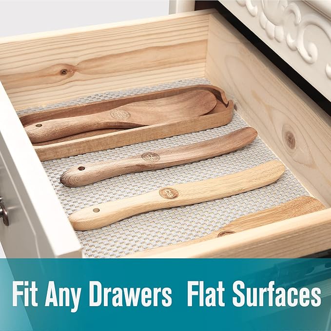 Shelf and Drawer Liner, Non-Adhesive Non Slip and Grip Durable Clean Pad Full Size 17.7 Inches x 20 Feet for Drawers, Shelves, Cabinets, Storage, Kitchen, Desks, Kitchenware, Tableware, Black