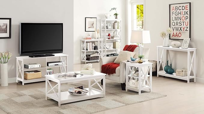 Convenience Concepts Oxford Console Table 39.5" - Sofa Table with Storage Shelf, Transitional Entryway Hall Table for Living Room and Bedroom, Display Foyer Table, White