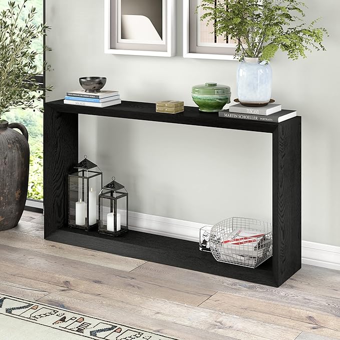 Henn&Hart Osmond Console Table, 55" Wide,Grey,Black