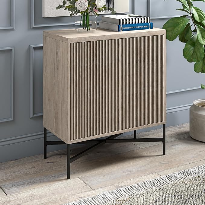 Henn&Hart 28" Wide Rectangular Accent Cabinet in Antiqued Gray Oak, for Home, Living Room, Bedroom, Entertainment Room, Office