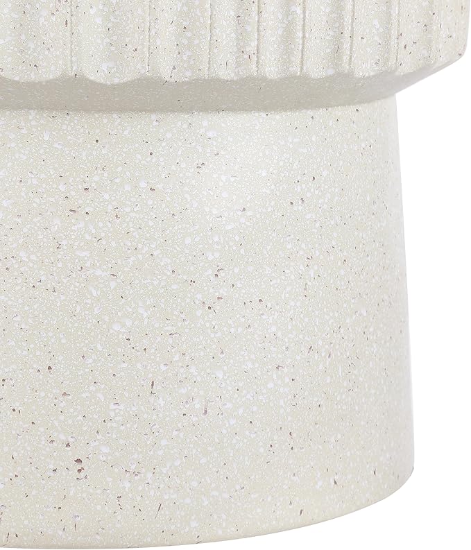 JONATHAN Y TBL1102B Louisa 19" Modern Art Deco Tambour Indoor/Outdoor Accent Table Art Deco, Minimalist, Contemporary, Bohemian, Mid-Century, Patio, Garden, Bathroom,Living Room, Cream Terrazzo Finish
