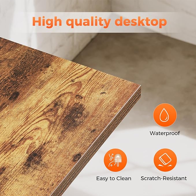 Rolling Computer Desk with Wheels, Gaming Desk for Small Spaces, Modern Simple Style Table for Home Office, Study Writing Table (Caster, Rustic Brown, 24 inch)