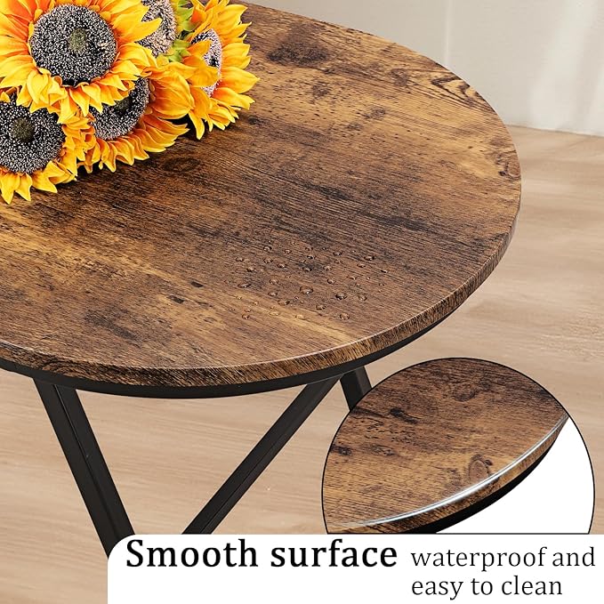 Folding Coffee Table for Living Room Industrial Brown Small Low Table Wooden Foldable Coffee Tables Oval Floor Desk Table for Small Spaces Home Office
