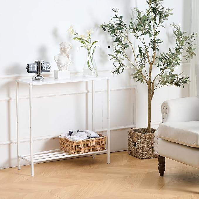 Wimarsbon 29.5" Sofa Tables, Narrow Console Table, 2 Tier Thin Sofa Table, Small Entryway Table with Shelf, Side Display Stand, Metal Frame Sturdy for Hallway, Living Room