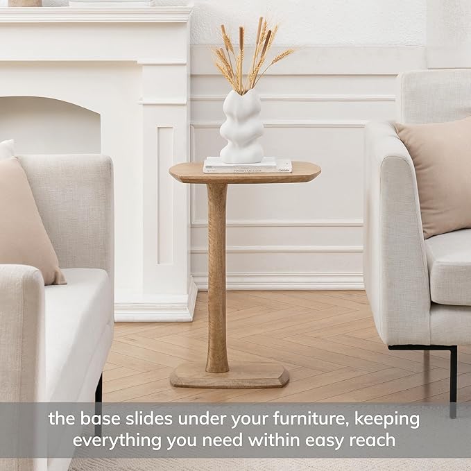 MH London Side Table - Stirling Wooden Modern C Shaped End Table - Exclusively Designed Hand Crafted Tables - End Table for Living Room, Bedroom Bedside Tables and Office