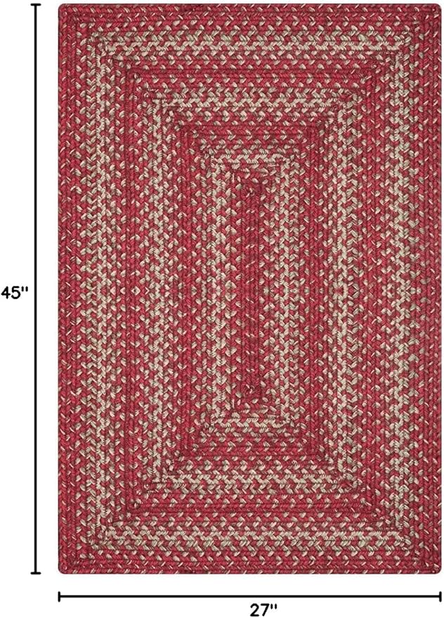 Homespice 27x45” Red Rect. Braided Rug. Apple Pie Red Jute Rug. Uses- Entryway, Kitchen Rugs, Bathroom Rugs. Reversible, Rustic, Country, Primitive, Farmhouse Decor Rug