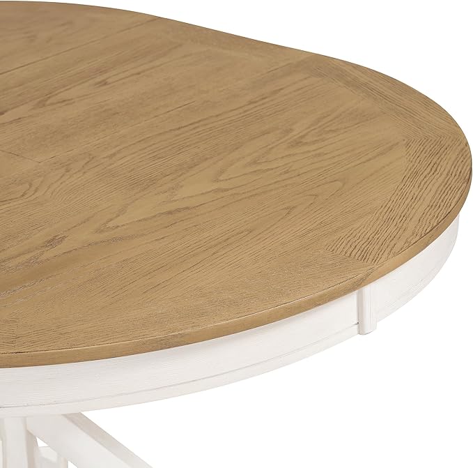 Need 42 Inch Round Dining Table Extendable to 54 Inch with 12" Leaf, Retro Expandable Kitchen Table for Dining Room & Living Room, Solid Wood (Oak)