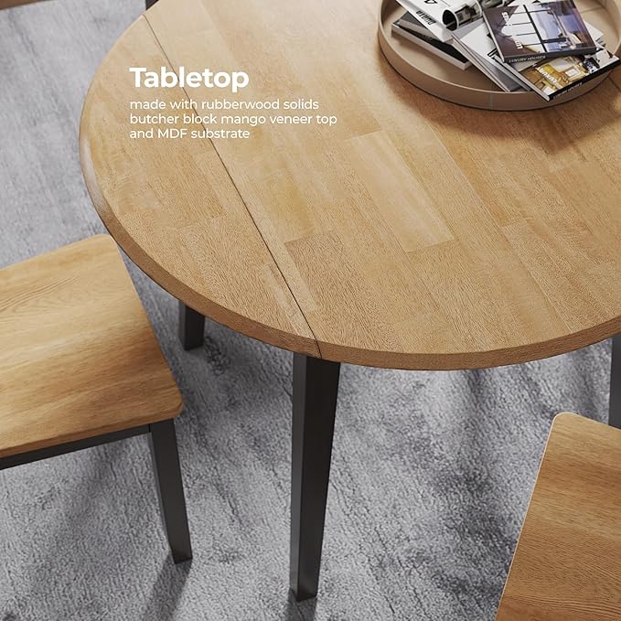 Signature Design by Ashley Gesthaven Contemporary Dining Drop Leaf Table with 4 Legs, Light Brown & Dark Brown