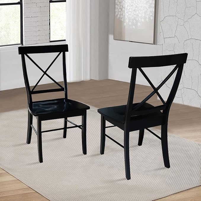 Set of Two X-Back Dining Chairs, Black