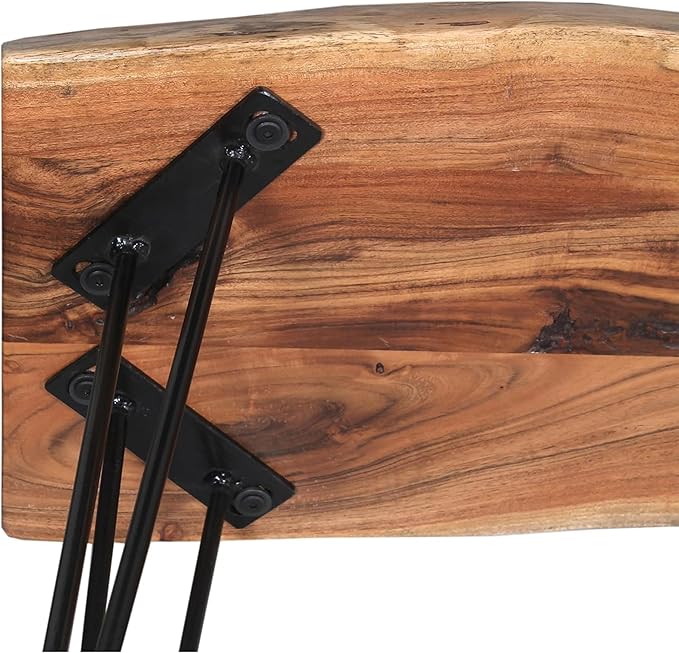 Alaterre Furniture 36-Inch Live Edge Wood Bench – Natural Acacia Wood Top with Metal Hairpin Legs – Sturdy and Easy to Assemble Rustic Modern Entryway or Accent Bench