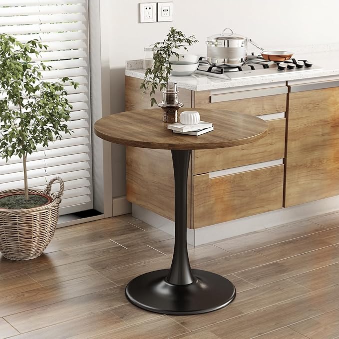 Wood Round Table Modern Dining Table Tulip Round Kitchen Table Wooden Mid Century Coffee Table for Living Room 31.5 inch