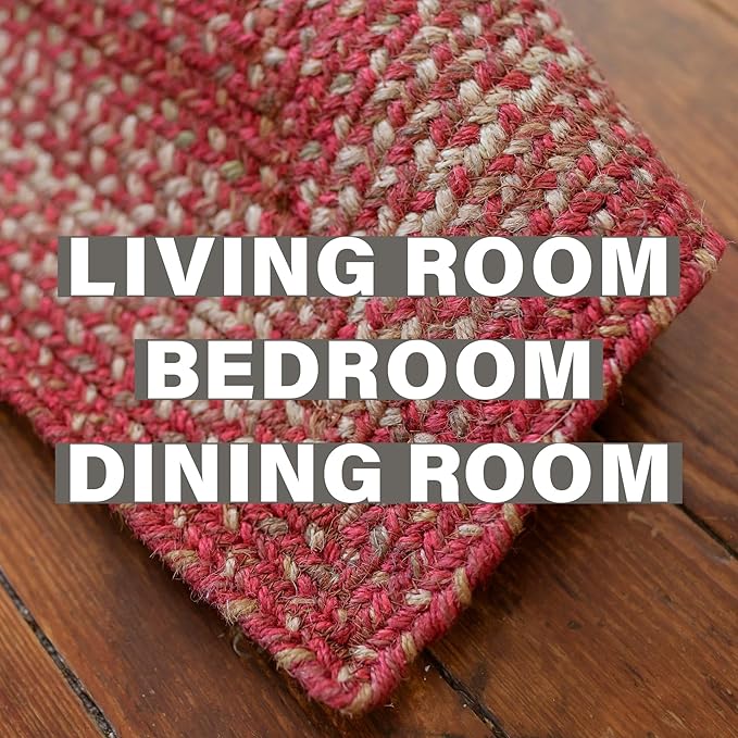 Homespice Apple Pie Red Jute Braided Rug 5x8' for Living Room, Bedroom Rug and Dining Room. Pet Friendly. Decor Styles- Farmhouse Rug, Rustic, Vintage, Cottage, Primitive, Country, Boho Rug