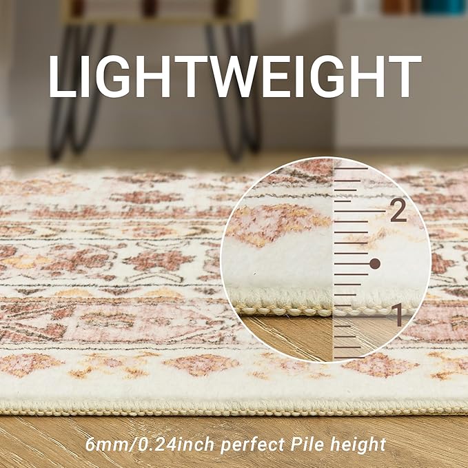 zesthome 8x10 Area Rugs for Living Room,Non-Slip Backing Washable Rugs,Vintage Large Area Rug，Stain Resistant Home Decor Rug