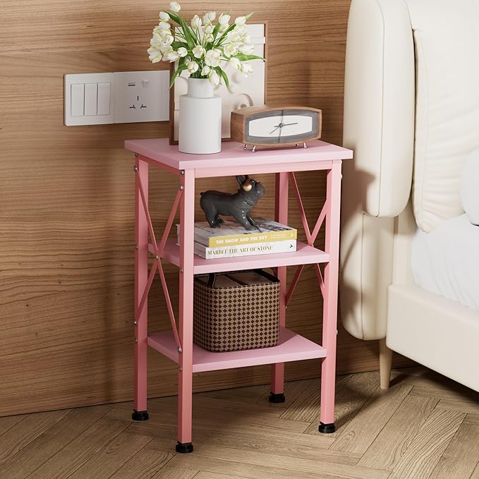VECELO Modern Nightstands X-Design Side End Table Night Stand with Storage Shelf for Bedroom,Living Room,