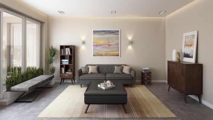 SIMPLIHOME Owen 36 inch Wide Mid Century Modern Square Coffee Table Storage Ottoman in Distressed Black Vegan Faux Leather, Assembled, for the Living Room, Entryway and Family Room