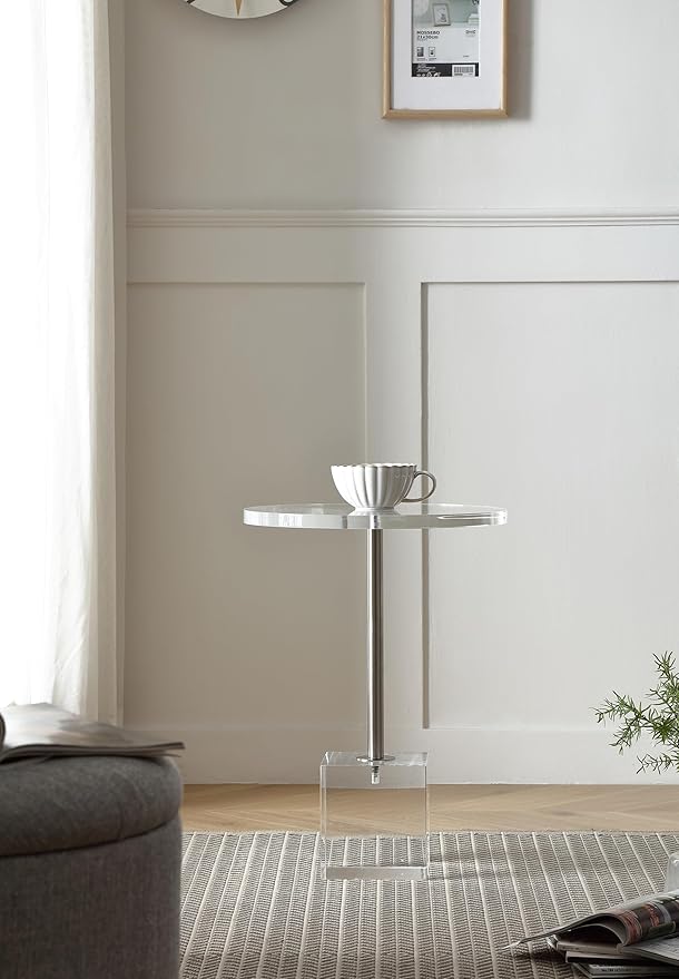 Clear Acrylic End Table,Side Table,for Livingroom,13.5 x 13.5 inch, 23 inch High