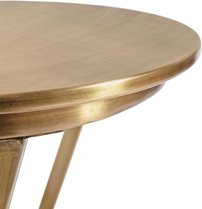 Kate and Laurel Aja Modern Metal Round Side Table; 15 x 15 x 23; Antique Brass; Decorative Geometric Nightstand with Circular Tabletop and Unique Slanted Legs