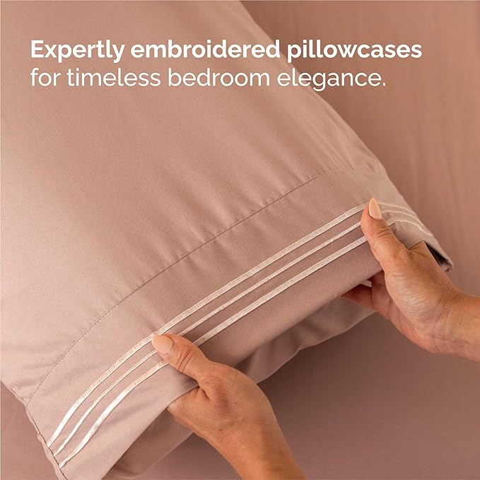 King Size 4 Piece Sheet Set - Comfy Breathable & Cooling Bed Sheets Set - Hotel Luxury Bedding for Women, Men, Kids, Teens, Boys & Girls - Deep Pockets, Ultra-Soft and Wrinkle Free - Oeko-Tex - Mauve