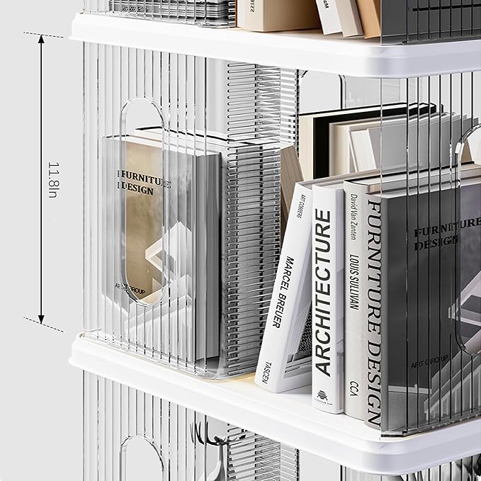 Rotating Bookshelf Tower, 360-Degree rotating bookshelves, Small Space Spinning Bookshelf with Wheels, Revolving Bookcase Suitable for Bedrooms, Living Rooms, Studies and Offices (Grey,5Tier)