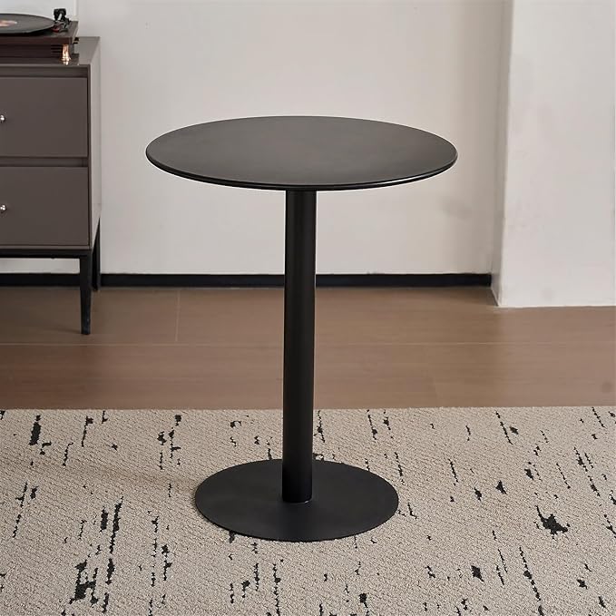 24 inch Black Round Table Small Dining Table, Metal Modern Kitchen Table, Mid Century Coffee Table for Living Room