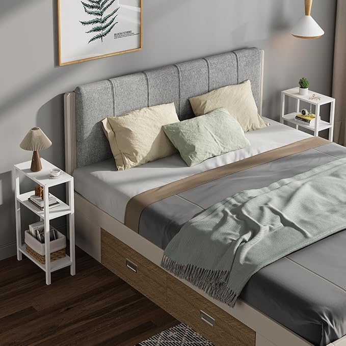 TUTOTAK Small Side Table, Narrow End Table, Skinny Sofa Table, Slim Nightstand, Couch Table, Living Room, Bed Room, White TB01BW0772