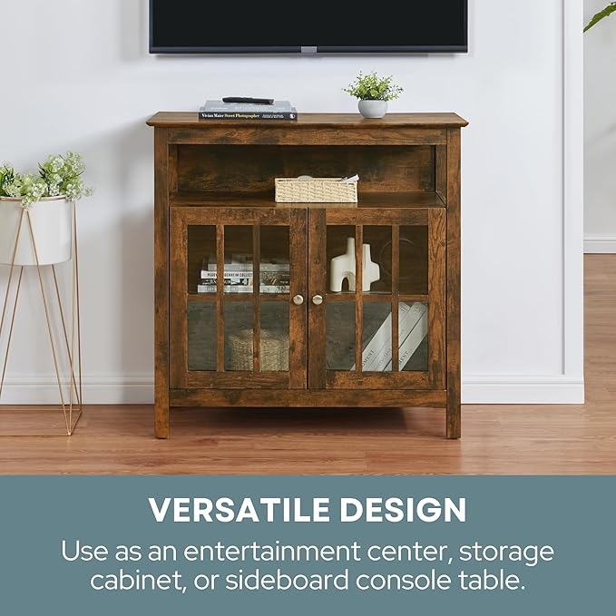 Convenience Concepts Big Sur Highboy Stand 36" Modern Entertainment Center for TVs up to 40", Storage Cabinet for Dining, Living, & Family Room, Console Hall Table with Shelves, unspecified, Barnwood