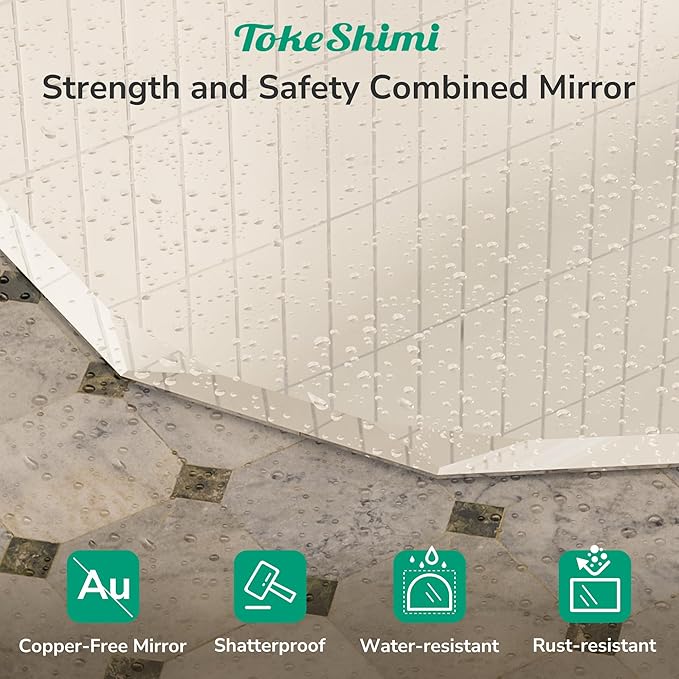 TokeShimi 24x36 Oval Bathroom Vanity Mirror Beveled, Frameless Mirror Bathroom Stylish, Shatterproof Decorative Irregular Wall Mirrored Modern Circle for Living Room, Entryway, Restroom