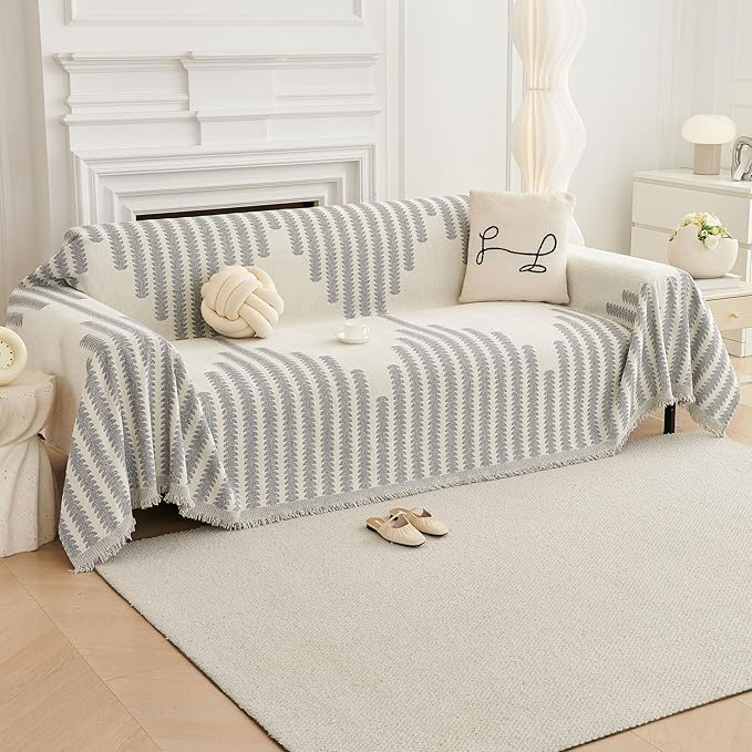 HAOMAIJIA Boho Sofa Covers Couch Covers for 3 Cushion Couch Sofa Pet Friendly Soft Thick Non Slip Couch Cover for Dogs Washable Sectional Couch Covers L Shape Furniture Protector (Grey, 71"x134")