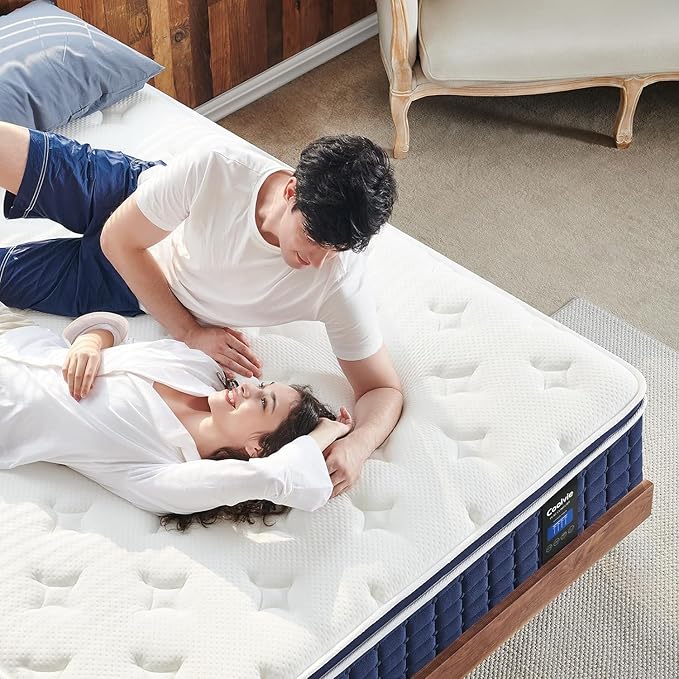 Coolvie King Size Mattress 14 Inch, Hybrid King Mattress in a Box, Medium Firm Feel, 4 Layer Premium Foam with Pocket Springs for Motion Isolation & Pressure Relieving, 100-Night Trial