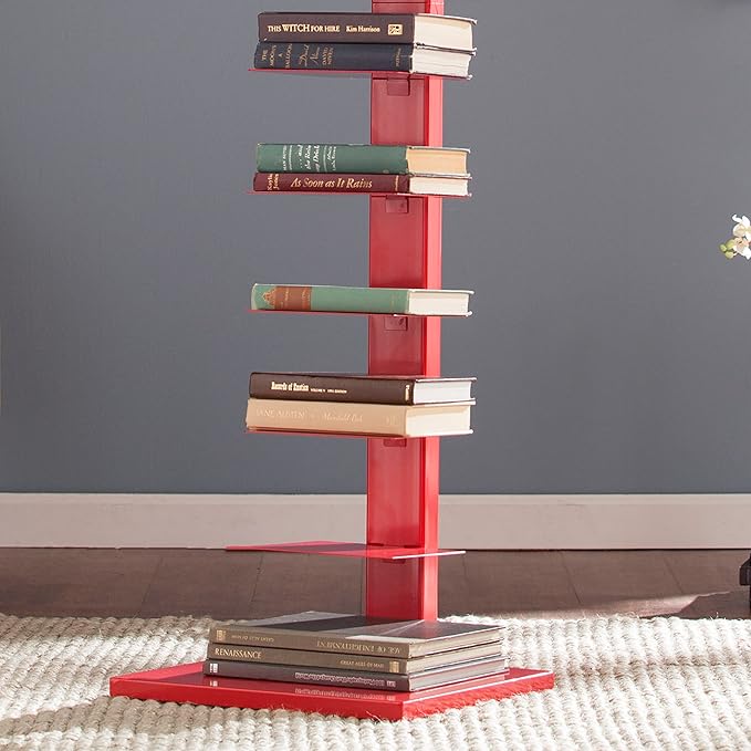 SEI Furniture Stewartby Spine Tower Shelf - Valiant Poppy, Red